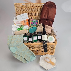 Wellness Hamper: Hermes Bath Set, Eye Patches, Salts, Slippers, Candle