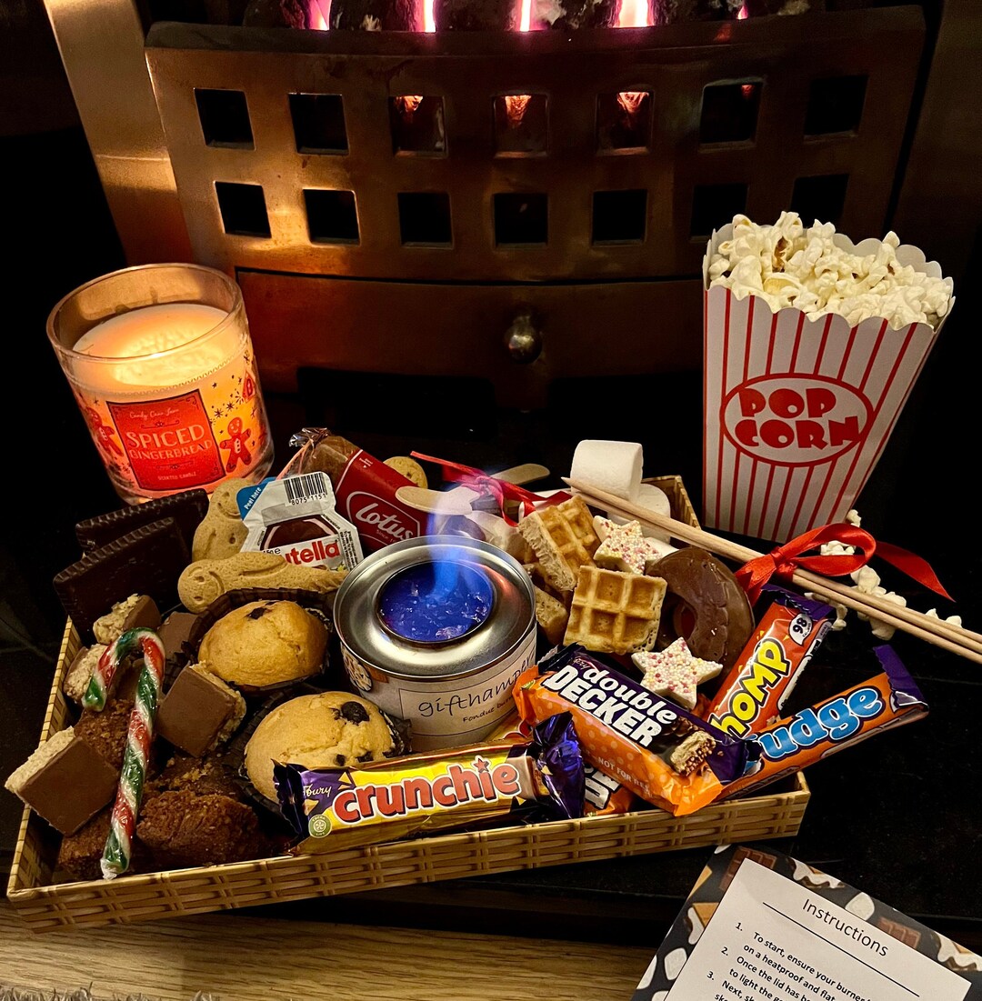 Chocolate FONDUE & Hot Chocolate KIT Hamper Smores Kit Toasting Marshmallows Anniversary