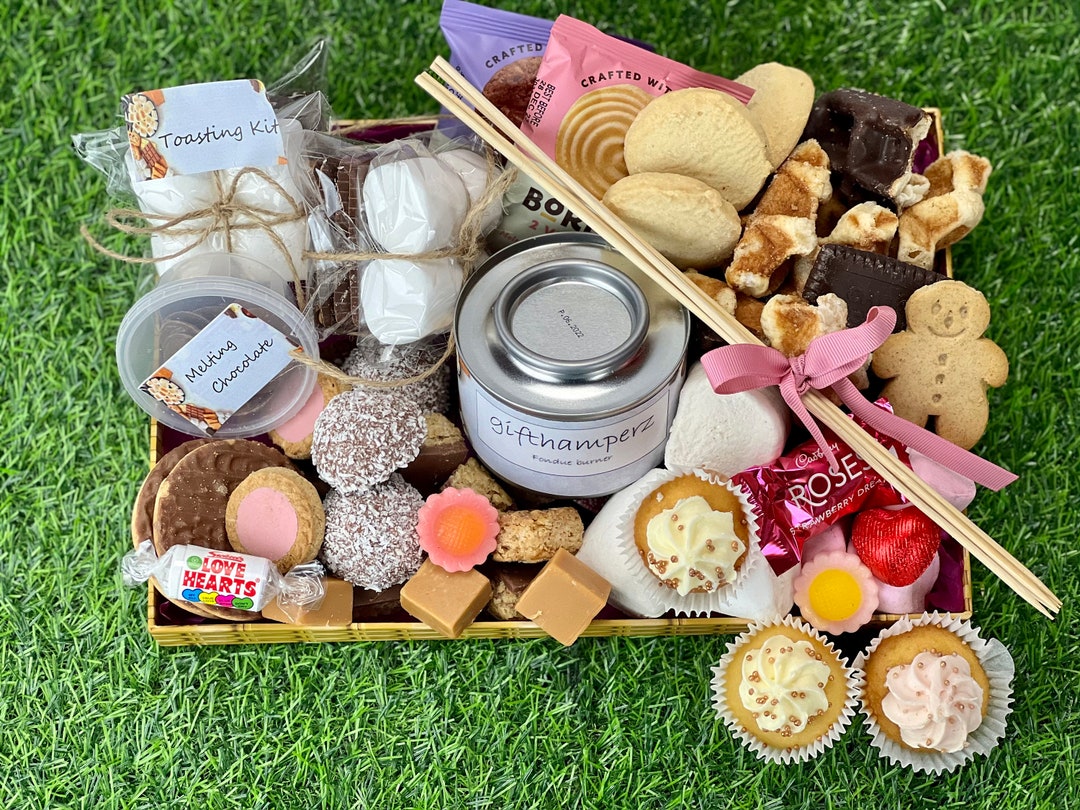 CHOCOLATE FONDUE KIT Smores Kit Toasting Marshmallows Hamper Gift Box Family Date Night Birthday