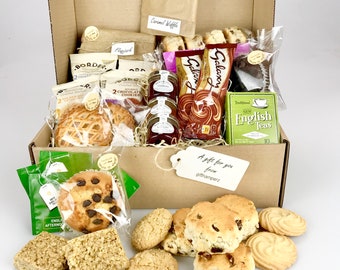 Deluxe Afternoon Tea Food Hamper Box for 2 - 6 persons, fabulous treat Scones, Pastries, Muffins, Flapjacks, Teas, Preserves, fathers day