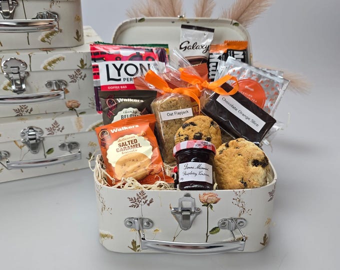 Afternoon Tea Gift Box | Scones, Pastries, British Jam, Coffee, Tea Hamper Personalised Birthday Christmas