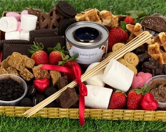 Kit de FONDUE DE CHOCOLATE / Regalo para profesores / Parejas / Cesta de chocolate / Kit de S&#39;mores / Regalo / Aniversario / Agradecimiento Picnic Mamá Papá Peculiar