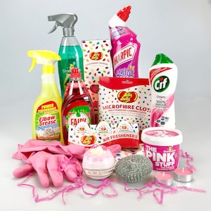 Clean & Pamper Gift Hamper - Pink Stuff Jelly Belly Mrs Hinch Hamper Variety Personalise Gift Wrap Teacher gift New Home thank you Christmas