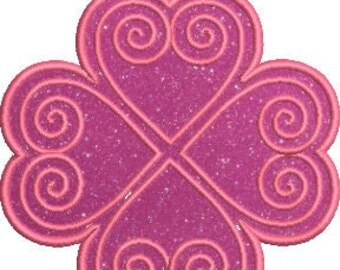 Digital Embroidery file Hmong hearts footprint/clover Applique file for t-shirts, jerseys or sweatshirts