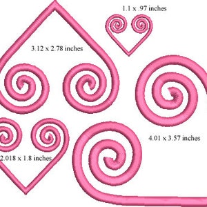 Hmong machine embroidery motif design heart 4 sizes