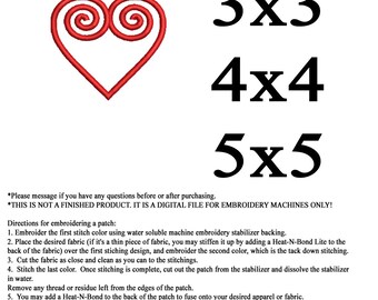 Hmong heart  patch machine embroidery DIGITAL FILE ONLY - 3 sizes