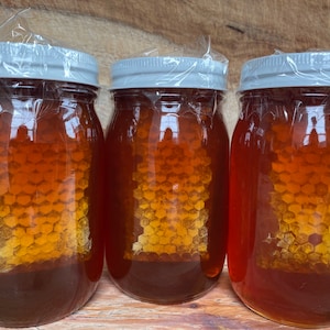 1pint (24oz) of Pure Raw Unfiltered 100% Wildflower Honey with Honeycomb included.
