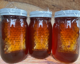 Wildflower Raw Unfiltered Honey with Honeycomb 1pint (24oz)