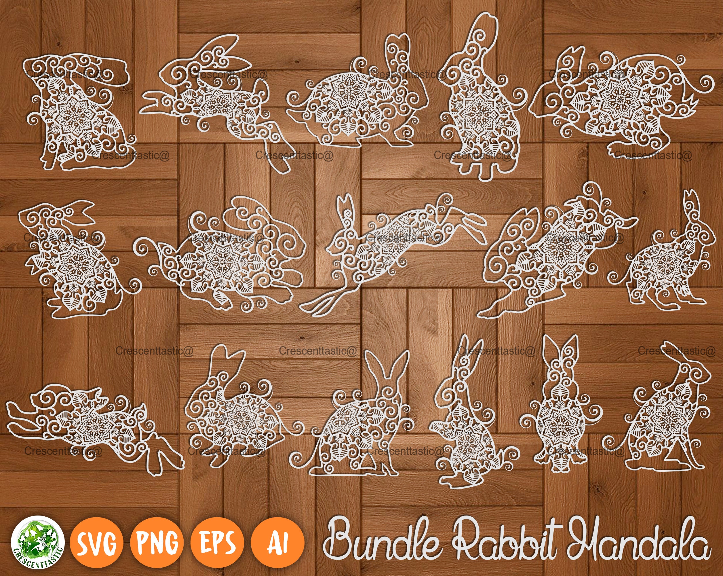 Rabbit Mandala Vector SVG Bunny Svg Zentangle Bunny Mandala | Etsy