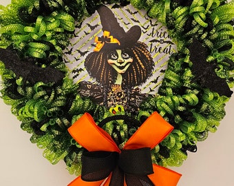 Witch wreath, spooky wreath, Halloween wreath, front door wreath