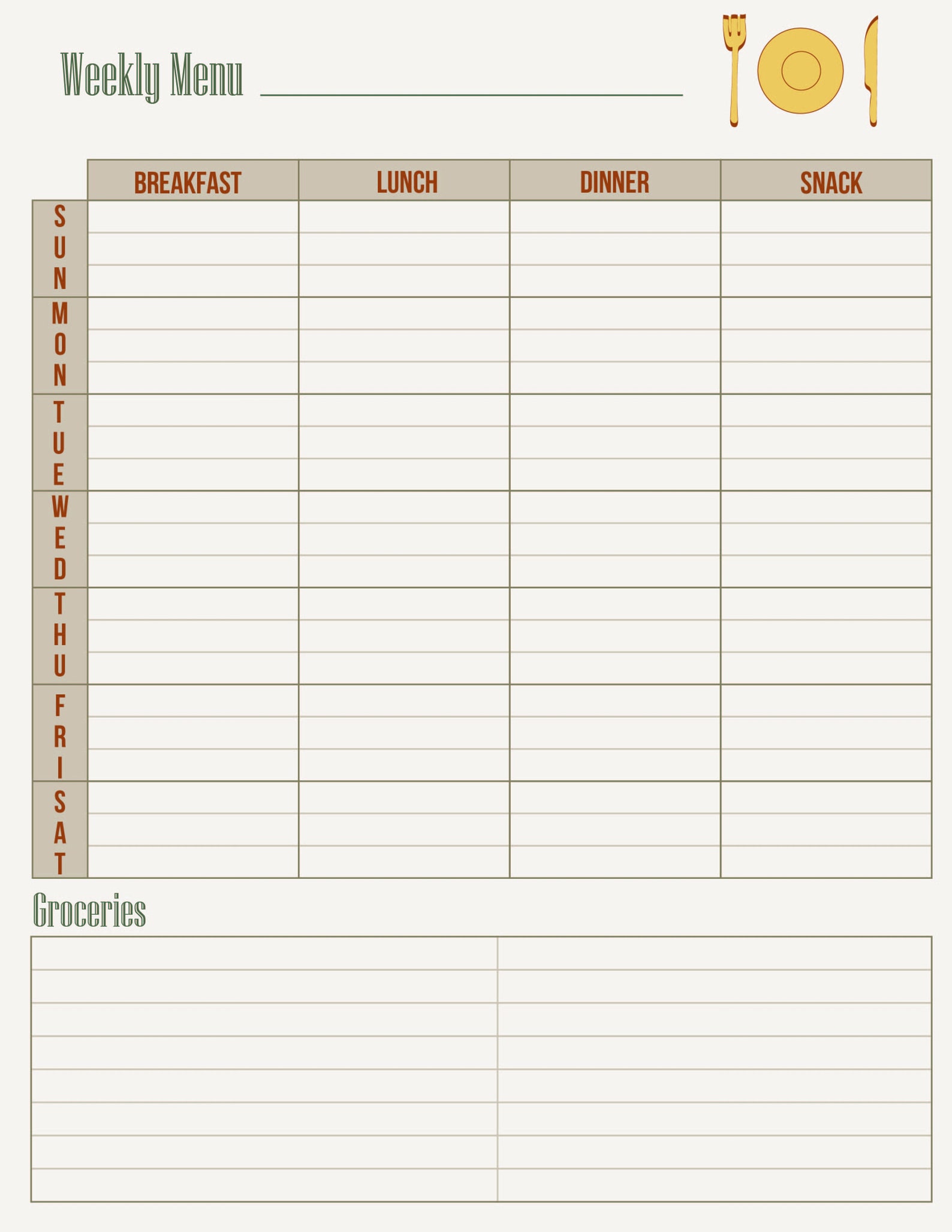 Weekly Menu Meal Plan Digital Download PDF - Etsy