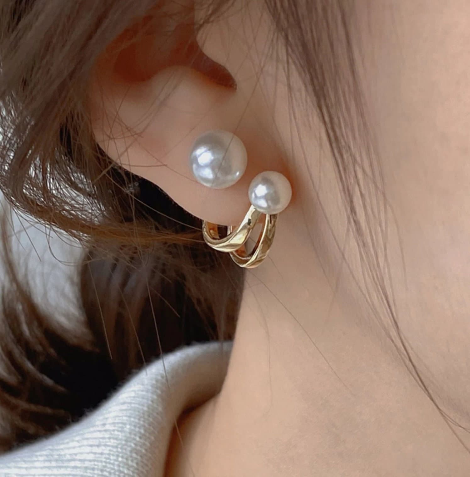 Double Pearl Earrings Dior - Etsy Hong Kong
