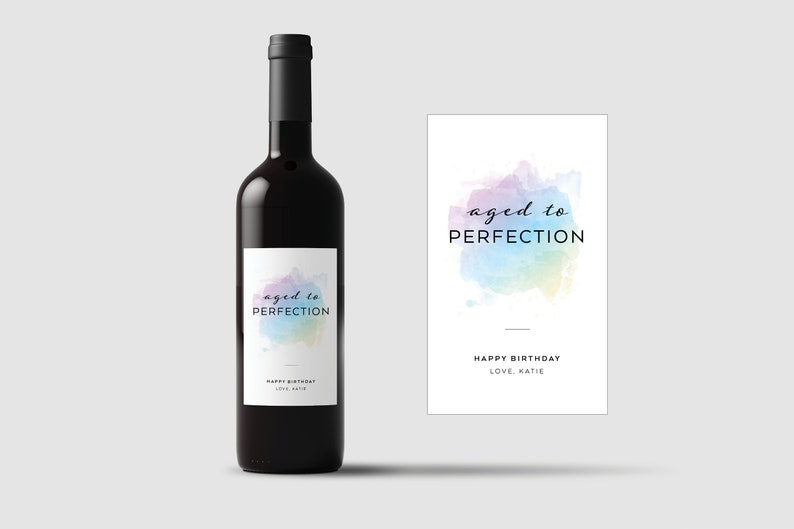 Set of 4 \u2022 Birthday Wine Label \u2022 Custom Wine Label \u2022 Personalized Wine Label \u2022 Birthday Gift \u2022 WB001
