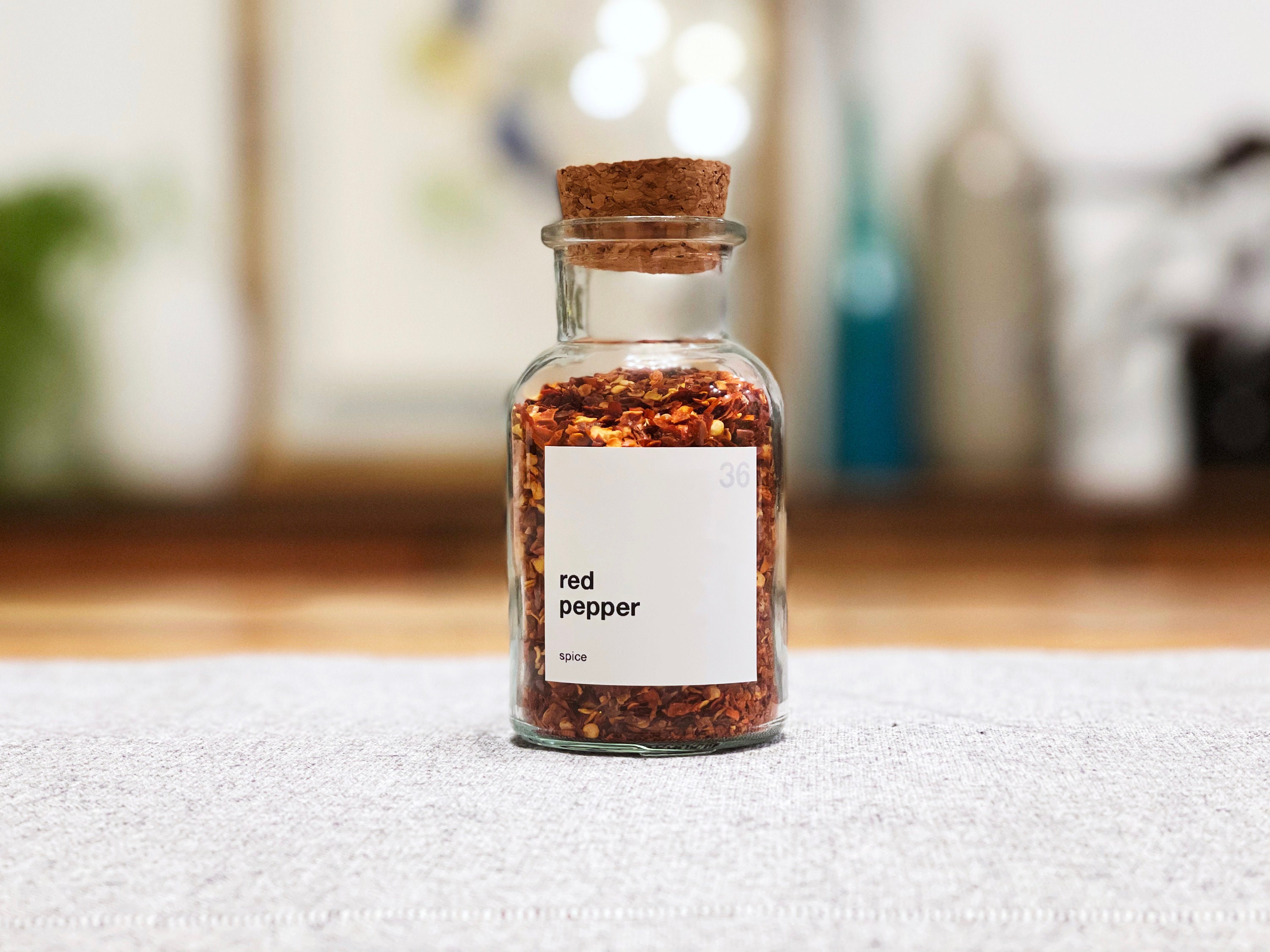 Modern-numbered Spice Labels Water and Oil Resistant Personalization  Available by Paper & Pear 