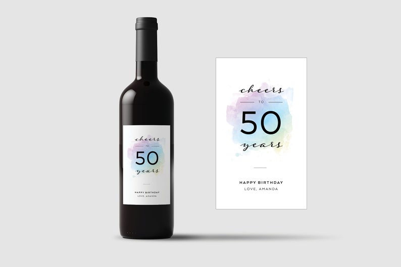 Set of 4 \u2022 Birthday Wine Label \u2022 Custom Wine Label \u2022 Personalized Wine Label \u2022 Birthday Gift \u2022 WB001