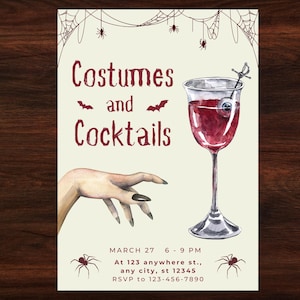 Costumes and Cocktails Halloween Invitation Editable Template Spooky Adult Halloween Party Invite Printable Digital Download