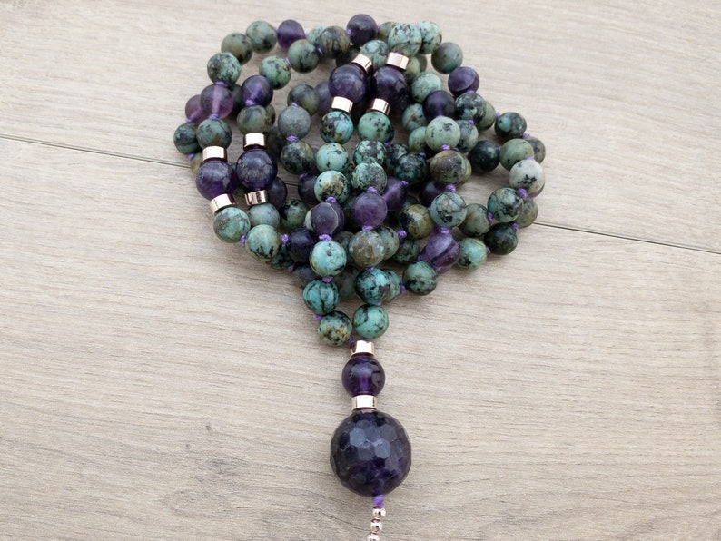 Balanced Transformation Mala Necklace African Turquoise & Fluorite ...