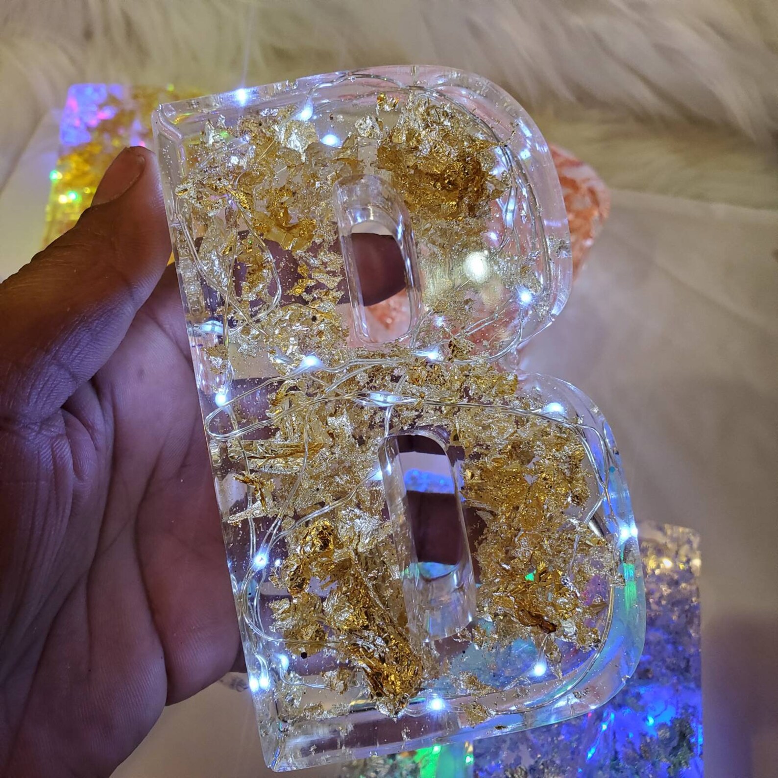 Custom Personalized Light up Initials Letters Large Resin Etsy