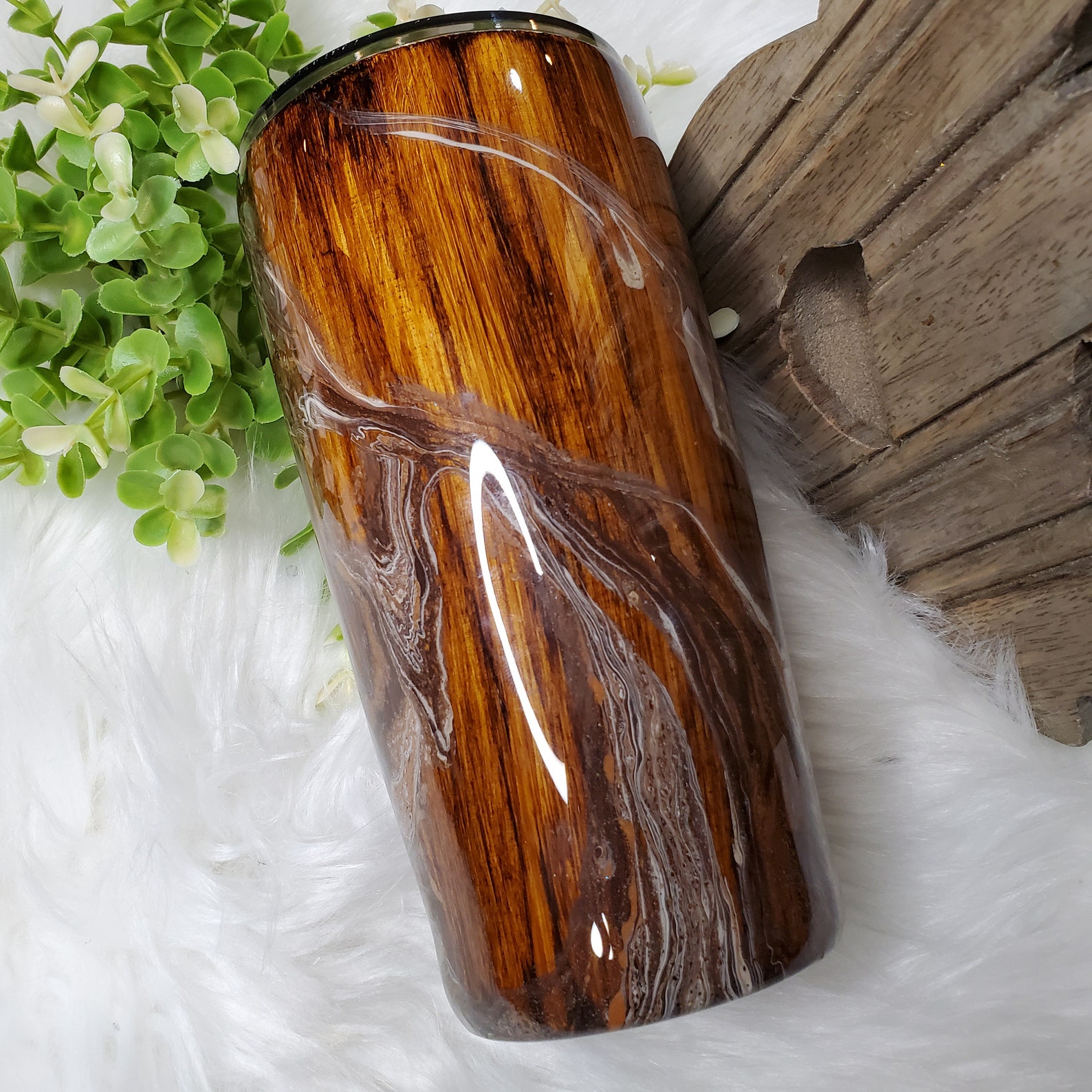 20oz Wood Grain Hydro Dip Custom Tumbler // Gift for Man Men Etsy