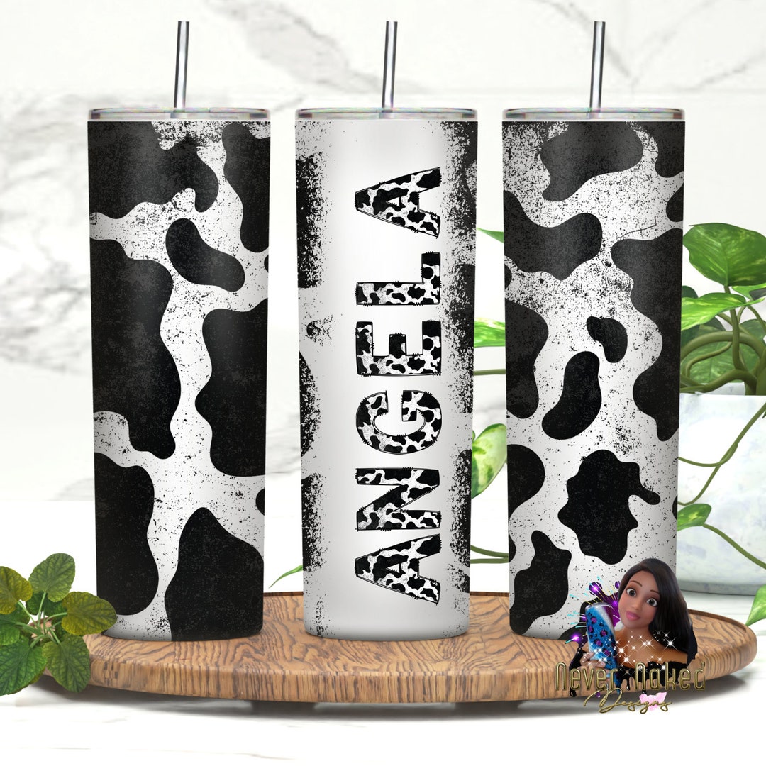 Distressed Cow Print Name Tumbler Personalized 20 Oz Skinny Tumbler ...