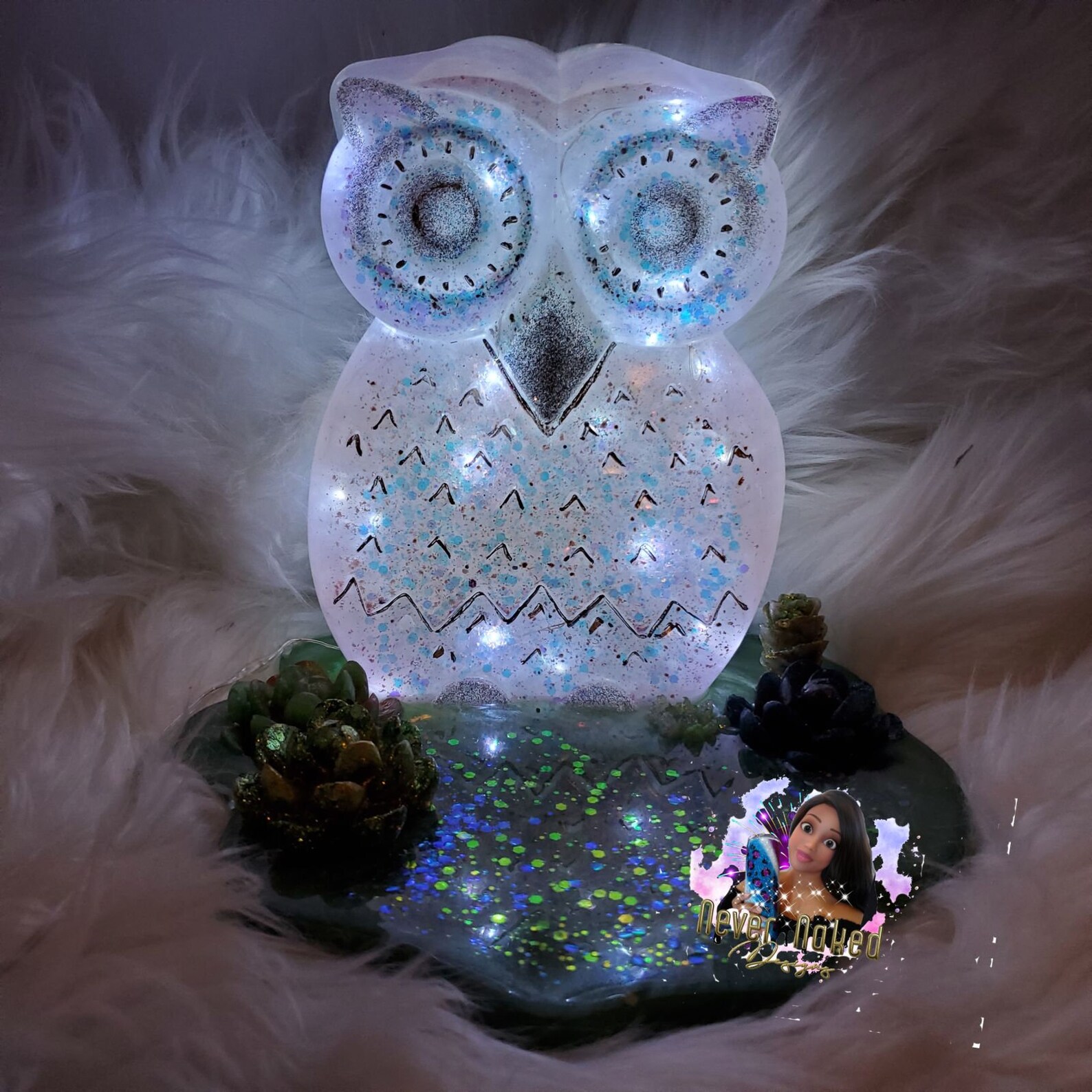 Personalized Custom Resin Light Up Owl Glitter Night Light / Etsy