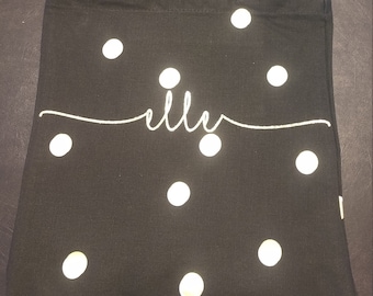 Personalized Black with Gold Polka Dots Kate Spade Canvas Tote