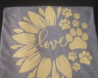 Sunflower Paw Print Shirt - Customizable