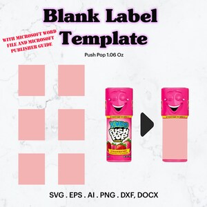 Push Lollipop Jumbo Candy 1 Unze leere Etiketten Vorlage SVG, Pop Candy Label, Geburtstag Mitbringsel, personalisierte Candy Label, Cricut, Silhouette