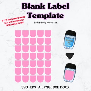 Könnte beinhalten: Eine druckbare Vorlage zum Erstellen von benutzerdefinierten Etiketten für 30 ml Flaschen. Die Vorlage enthält 36 rosa Halbkreis-Etiketten und ein Beispiel-Etikett mit dem Text "Bath & Body Works 1 oz" und "Beautiful Day".