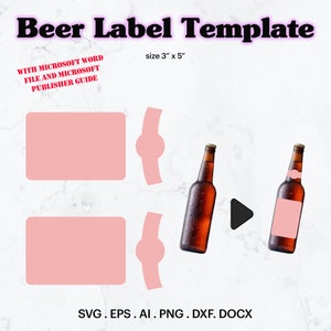 Beer Label 2 Blank Template SVG, Bottle Beer Label Template Seamless, Beer Label Template, Party Favor, Birthday FavorCricut, Silhouette