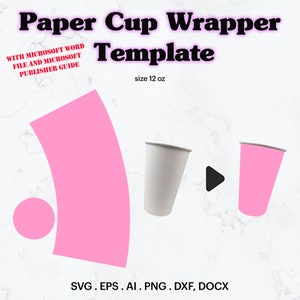 Pappbecher Vorlage SVG, 12 oz Pappbecher Voll Wrap Vorlage nahtlos, Pappbecher Vorlage, Pappbecher Rohling Vorlage, Cricut, Silhouette