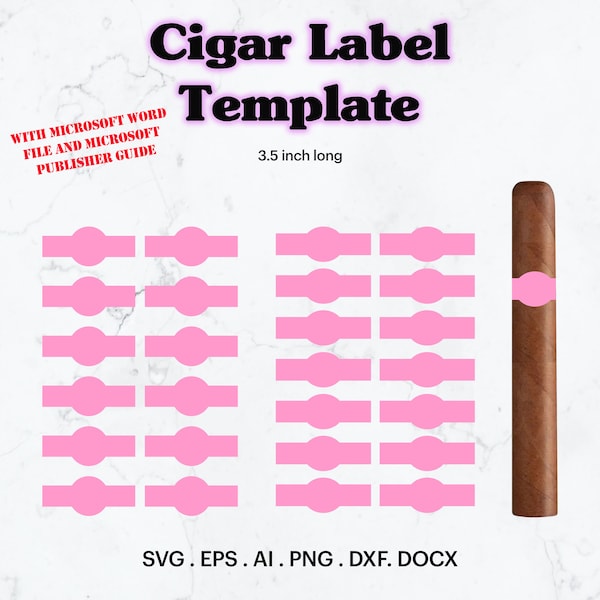 Cigar Blank Label Template SVG, Cigar Label 3.5" Long Blank Template, Custom Cigars Labels, Blank Labels Template, Cricut, Silhouette