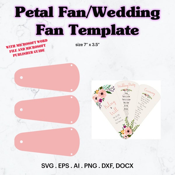 Petal Fan Blank Template SVG, Wedding Fan Template. Create Your Own Fan, Wedding Favor Idea, DIY Petal fan template, Cricut, Silhouette