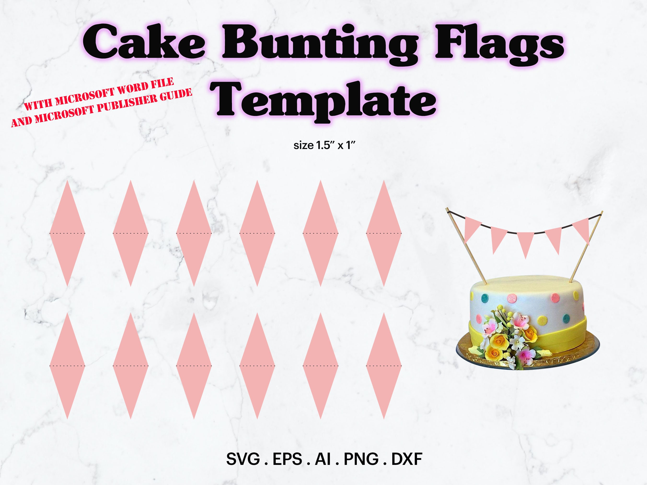 Cake Bunting Flags Blank Template SVG, Toothpick Flag Template. Blank Cake  Flag, Food Flag Template, Birthday Favor, Cricut, Silhouette, image size:2700x2025