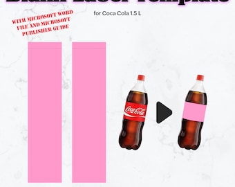 Cola Bottle Blank Label Template SVG, 1.5 L Bottle Label Template Png, Plastic Bottle Wrapper Template, Party Favor, Cricut, Silhouette