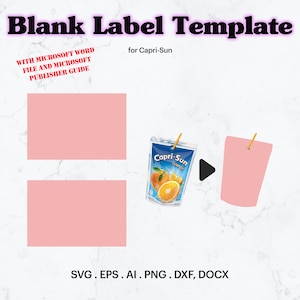 Pouch Drink Blank Label Template SVG, 6 fl oz Drink Blank Label Template, Birthday Party Favor, Blank Label Template, Cricut, Silhouette