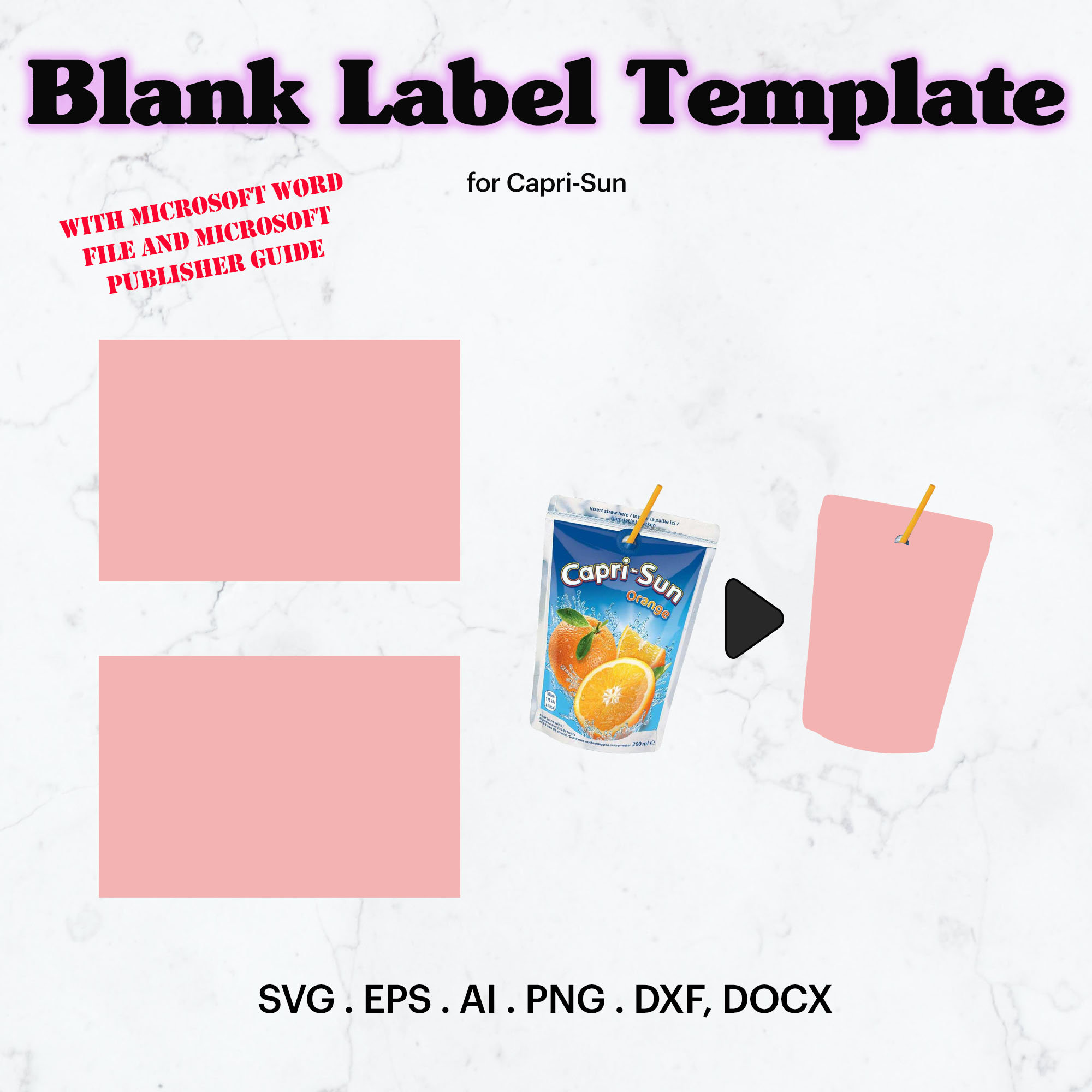 Pouch Drink Blank Label Template SVG, 6 Fl Oz Drink Blank Label