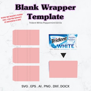 White Peppermint Gum 0.8 Oz Blank Wrapper Template SVG, Candy for Birthday Party, Personalized Candy box, Birthday Favor, Cricut, Silhouette