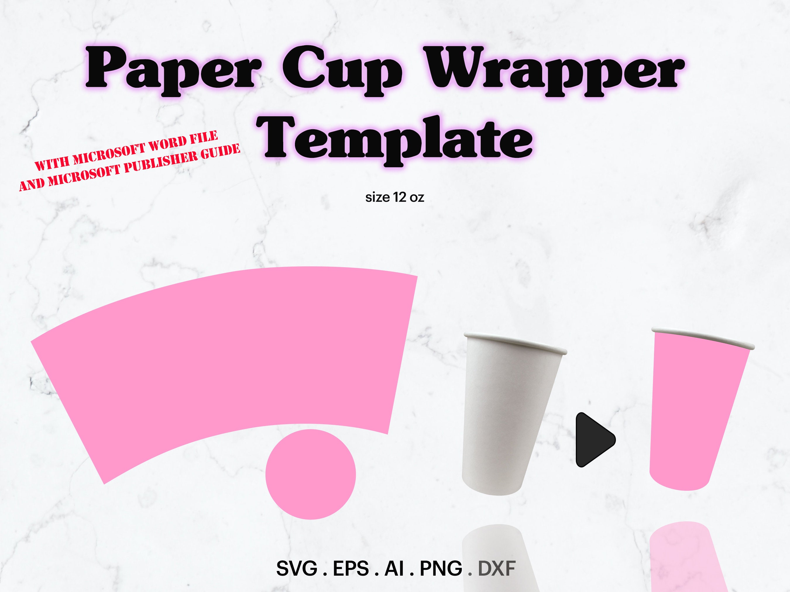 Paper Cup Template SVG 12 Oz Paper Cup Full Wrap Template - Etsy