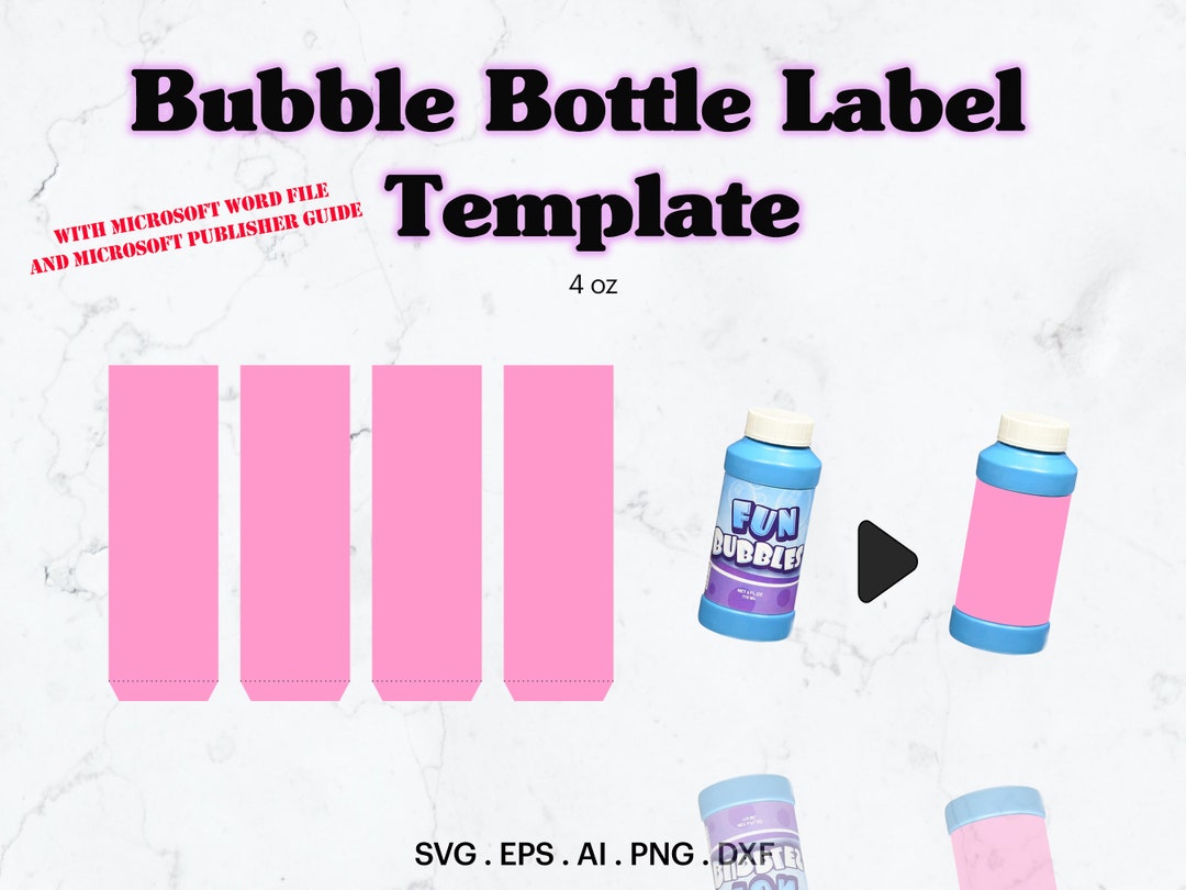 Bubble Bottle Label Template SVG, Bubble Bottle Label 1 Oz Template ...