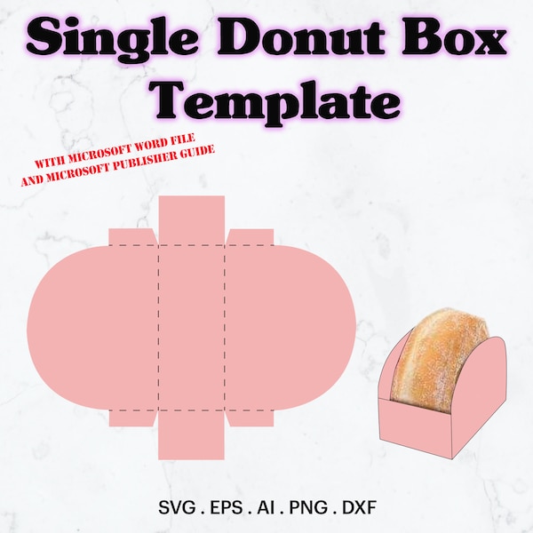 Single Donut Box Template SVG, Donut Box Template Design, Birthday Party Favor, Birthday Supplies Idea, Blank Box, Cricut, Silhouette