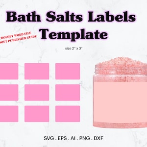 Bath Salt Labels Blank Template SVG, Bath Salt Labels Blank Template Size 2&quot; x 3&quot;, Personalized Bath Salt Labels Sticker, Cricut, Silhouette