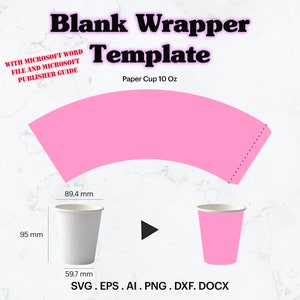 Paper Cup Template SVG, 10 oz Paper Cup Full Wrap Template Seamless, Paper Cup Template, Paper Cup Blank Template, Cricut, Silhouette