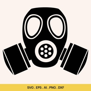 Gas masker SVG, Gasmasker SVG, mode gas masker, gasmasker militair overschot, apocalyptische gas masker prop, Cricut, Silhouet
