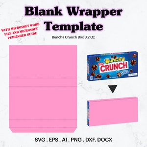 Chocolate Crunchy Candy 3.2 oz Blank Wrapper Template SVG, Chocolate Candy Crunchy Wrapper svg, Personalized Chocolate, Cricut, Silhouette