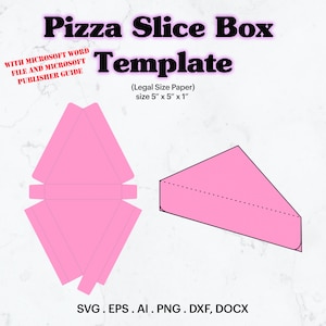 Pizza Slice Box Template SVG, Legal Paper Size, Box 5" x 4.9" x 1" Template, Verjaardagsfeestje, Verjaardag Gunst Sjabloon, Cricut, Silhouet