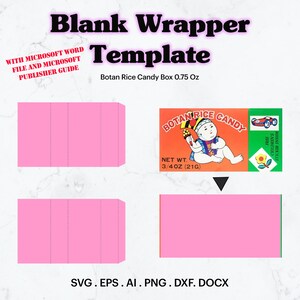 Rice Candy 0.75 Oz Blank Wrapper Template SVG, Rice Candy 0.75 Oz Candy Wrapper, Birthday Party Favor, Candy Wrap SVG, Cricut, Silhouette