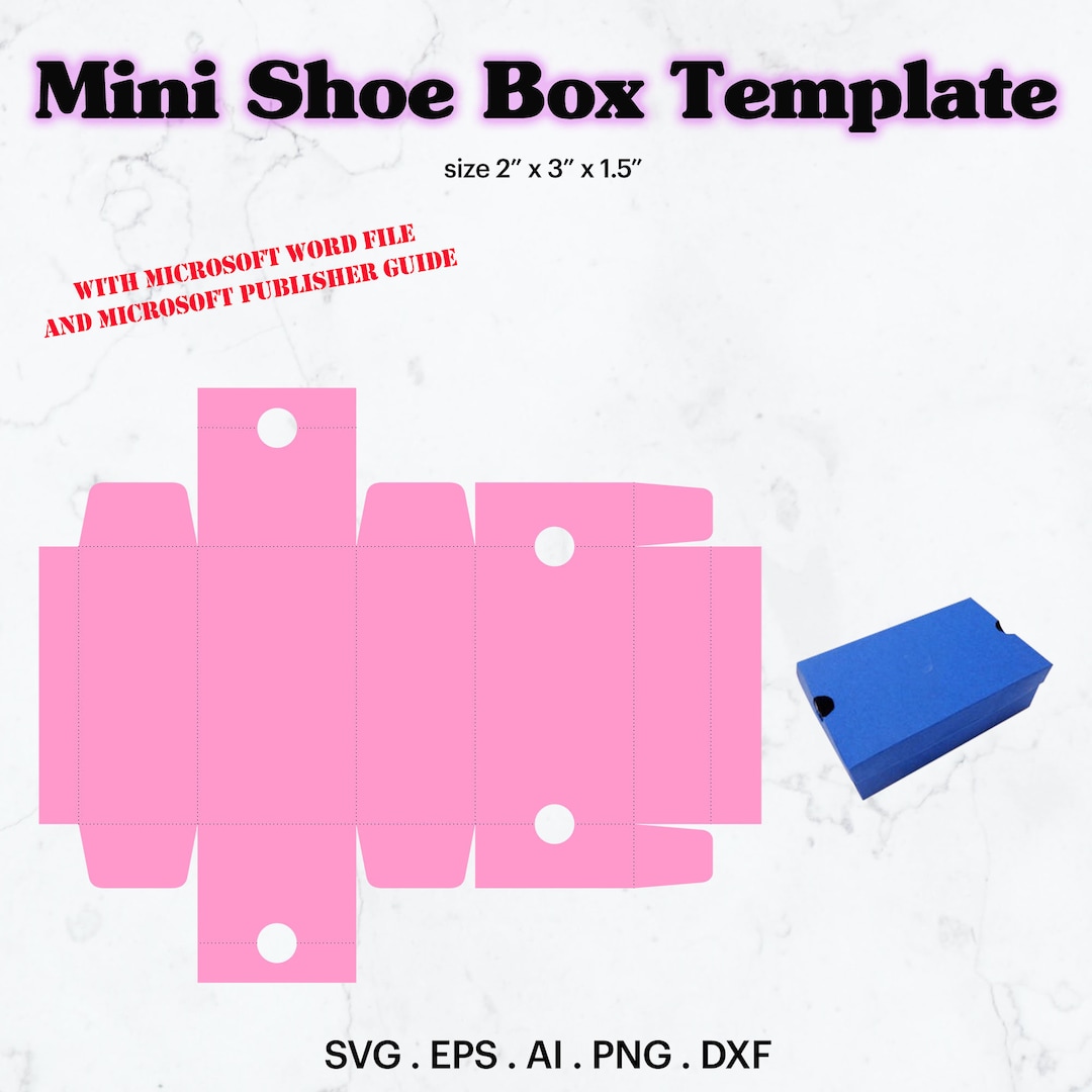 Mini Shoe Box Template SVG Mini Shoe Box Size 2 quot X 3 quot X 1 5 quot Template
