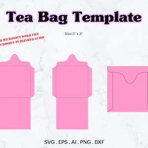 Modello busta bustina di tè fantasia SVG, busta busta di tè fantasia 3" x 3" modello, Tea Party personalizzato, borsa da caffè personalizzata, Cricut, Silhouette