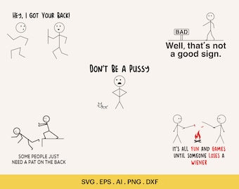 Stickman Bundle Design Svg, Funny Quotes Svg, Stickman Funny Quotes Png, Stickman Funny Shirt Design, Logo voor snijden, Cricut, Silhouet